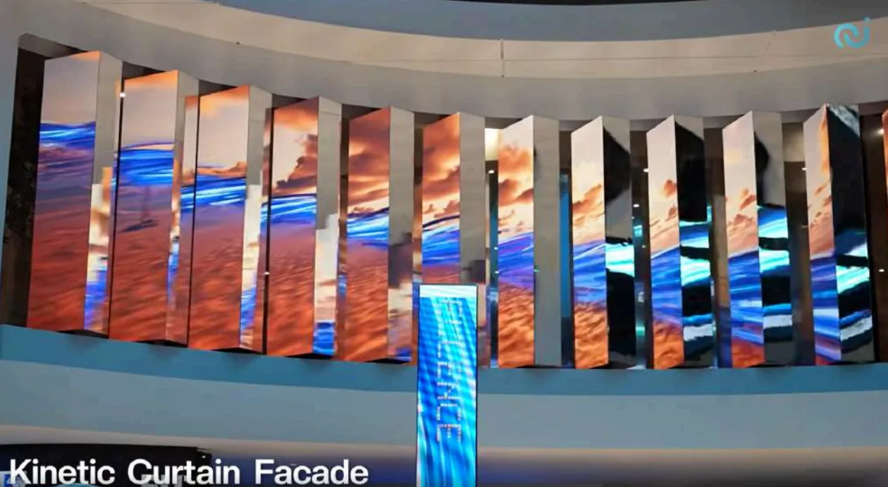 The totems rotated out of plane, breaking the image into vertical slats