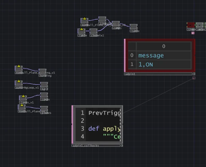 UDP zone messages arriving in a udpin1 DAT and resolved by a Python callback