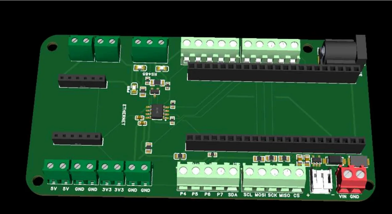The ESP32 control board rendered from its EasyEDA layout