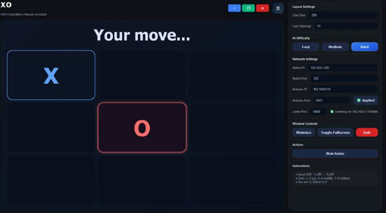 The game interface waiting on the human player