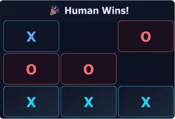 The end-of-game state declaring the human the winner